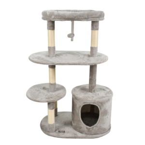 GOOPAWS 3-Tier 48-in Faux Fur Top Perch Cat Tree & Condo