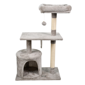 GOOPAWS 38-in Faux Fur Top Perch Cat Tree & Condo Basket