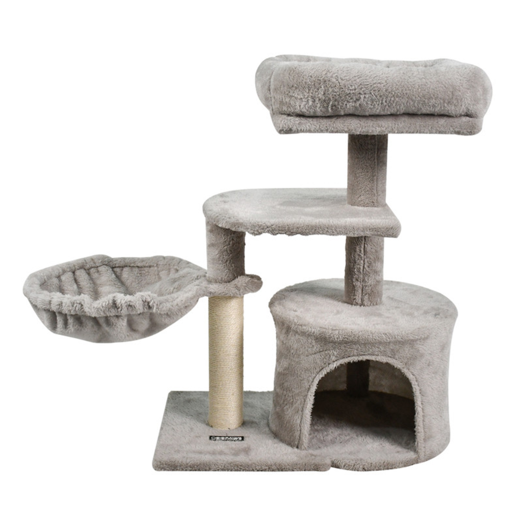 GOOPAWS Multi-Level 57-in Faux Fur Cat Tree & Condo with Hammock
