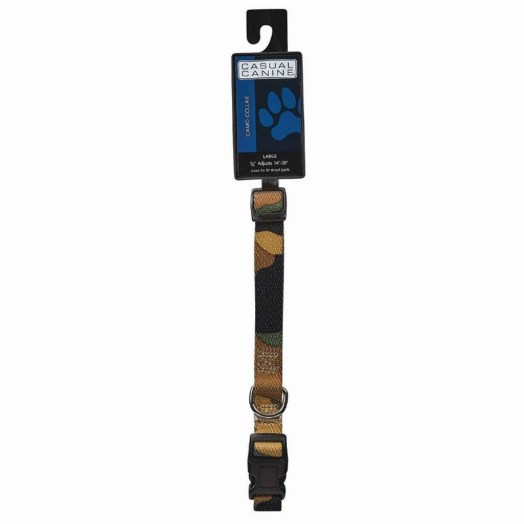 Camo Collar for Dogs, size 14-20In, color green