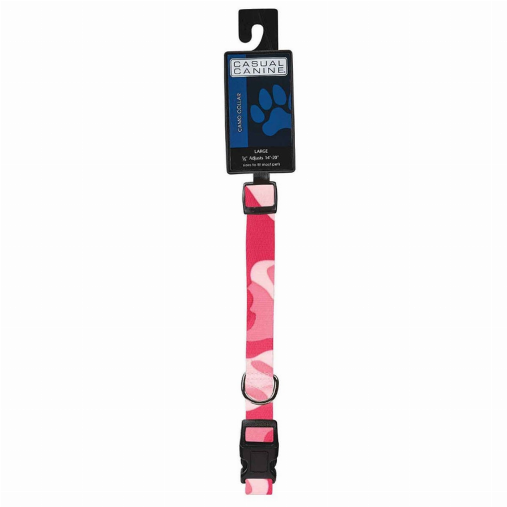 Camo Collar for Dogs, size 14-20In, color pink