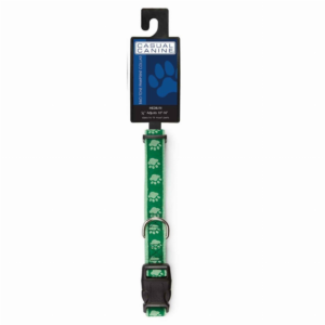 TwoTone Pawprint Collar for Dogs, size 10-16In, color green