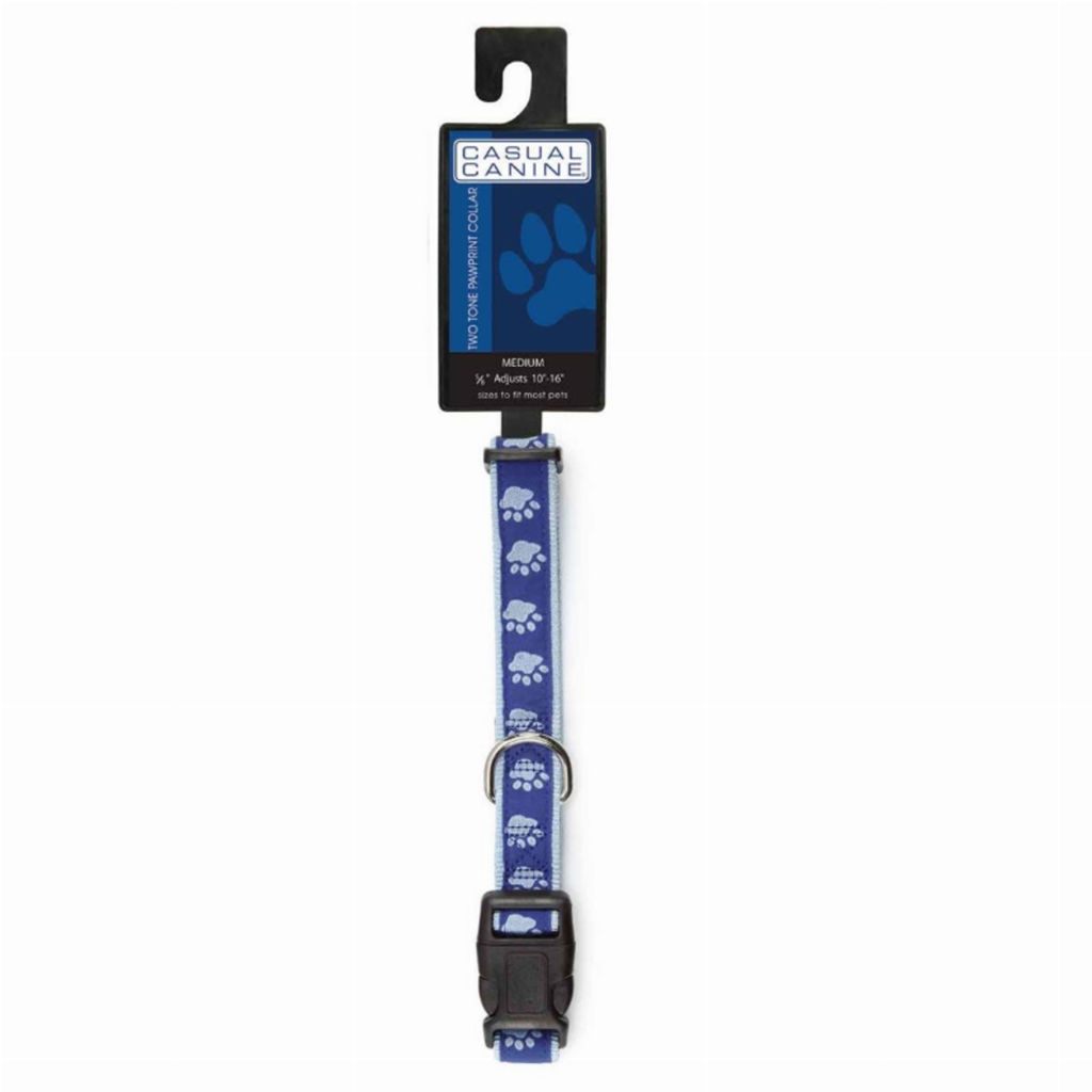 CC TwoTone Pawprint Collar 18-26In Blu
