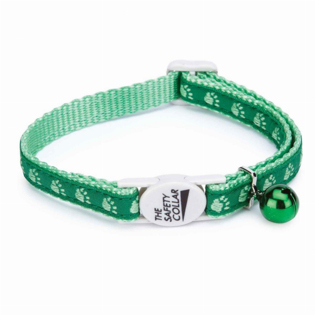 TwoTone Pawprint Collar for Cats, color green