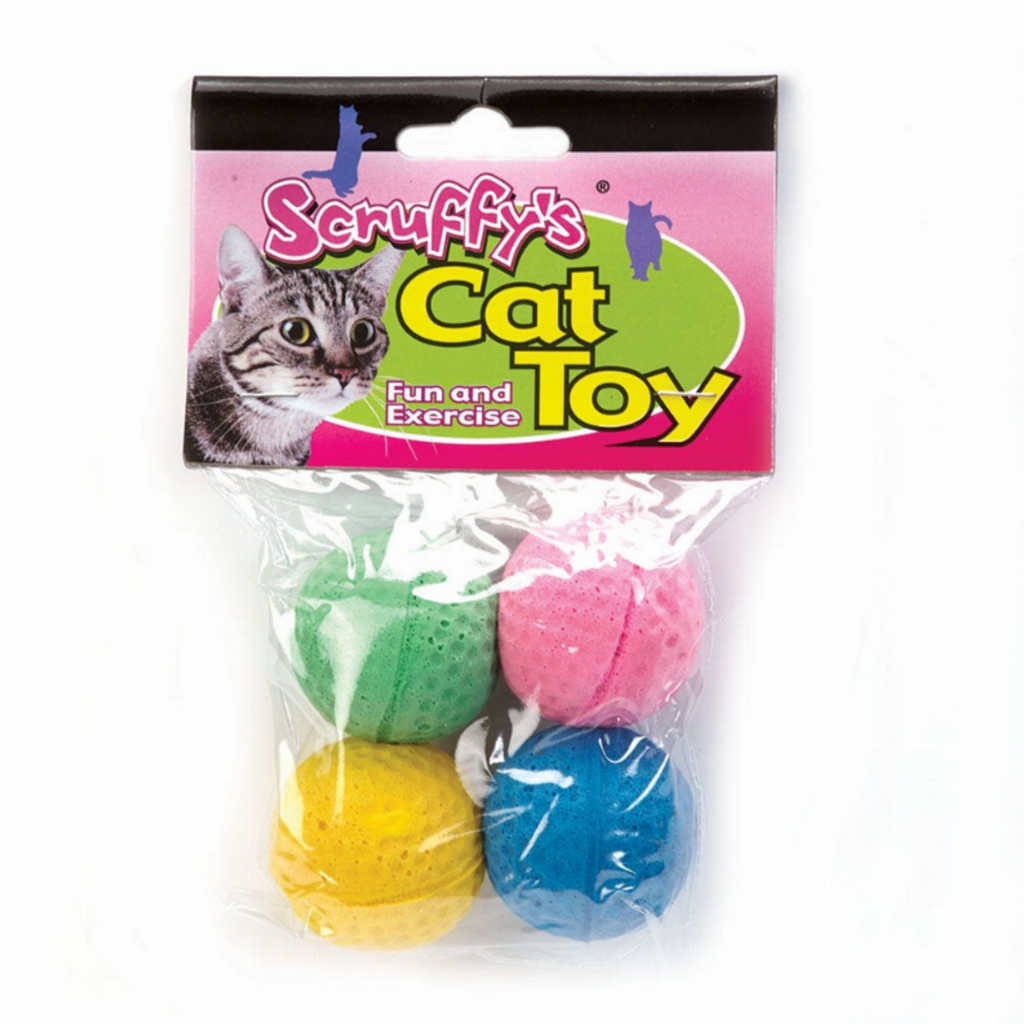 Kitty Sponge Balls 4Pk for Cats