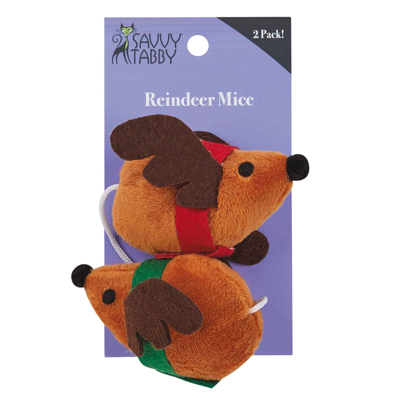 Savvy Tabby Reindeer Mice 2Pc
