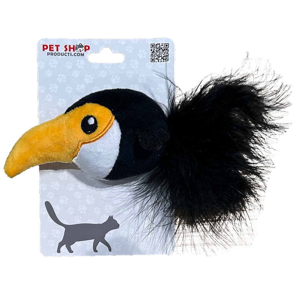 Small Toucan Plush Cat Toy Feathers, Perfect Pet Play
