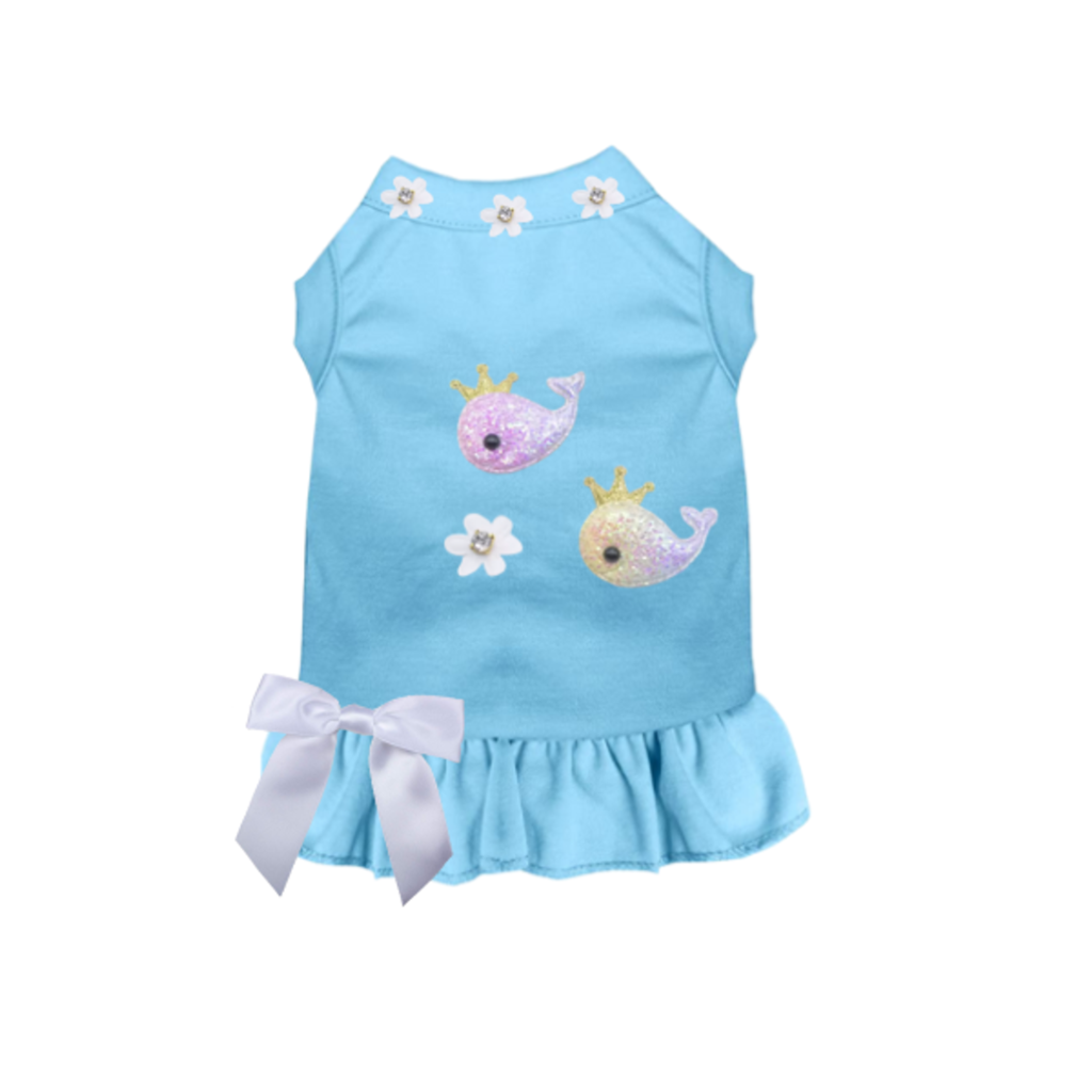Royal Mermaid Whales Floral Dress for Dogs