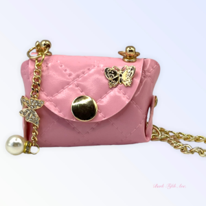 Pink Quilted Butterfly Pick-Up Bag for Dogs