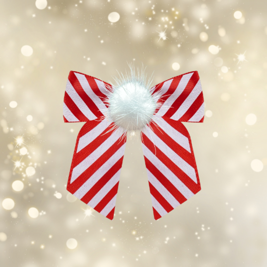 Satin Christmas Bow- Dog Hair Barrette