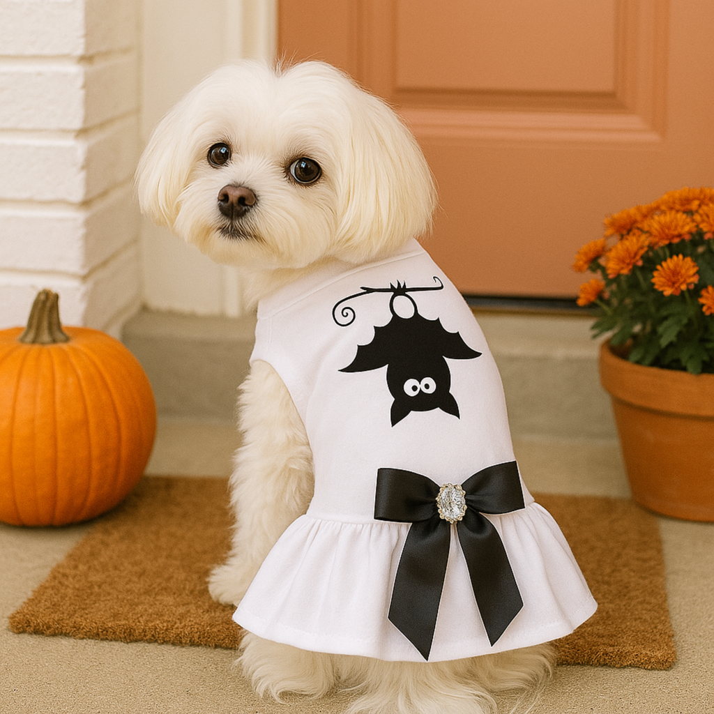 Upside-Down Bat Cameo Gala Dress for Dogs