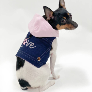 Denim Hoodie “Love” Harness Vest