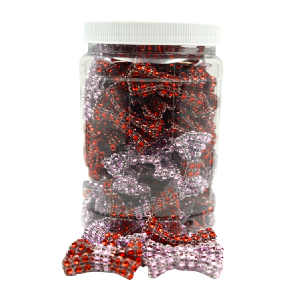GG001VA | Groomers Jar | 50-100 dog bows in a jar - Valentine Bling|Pets Ribbons