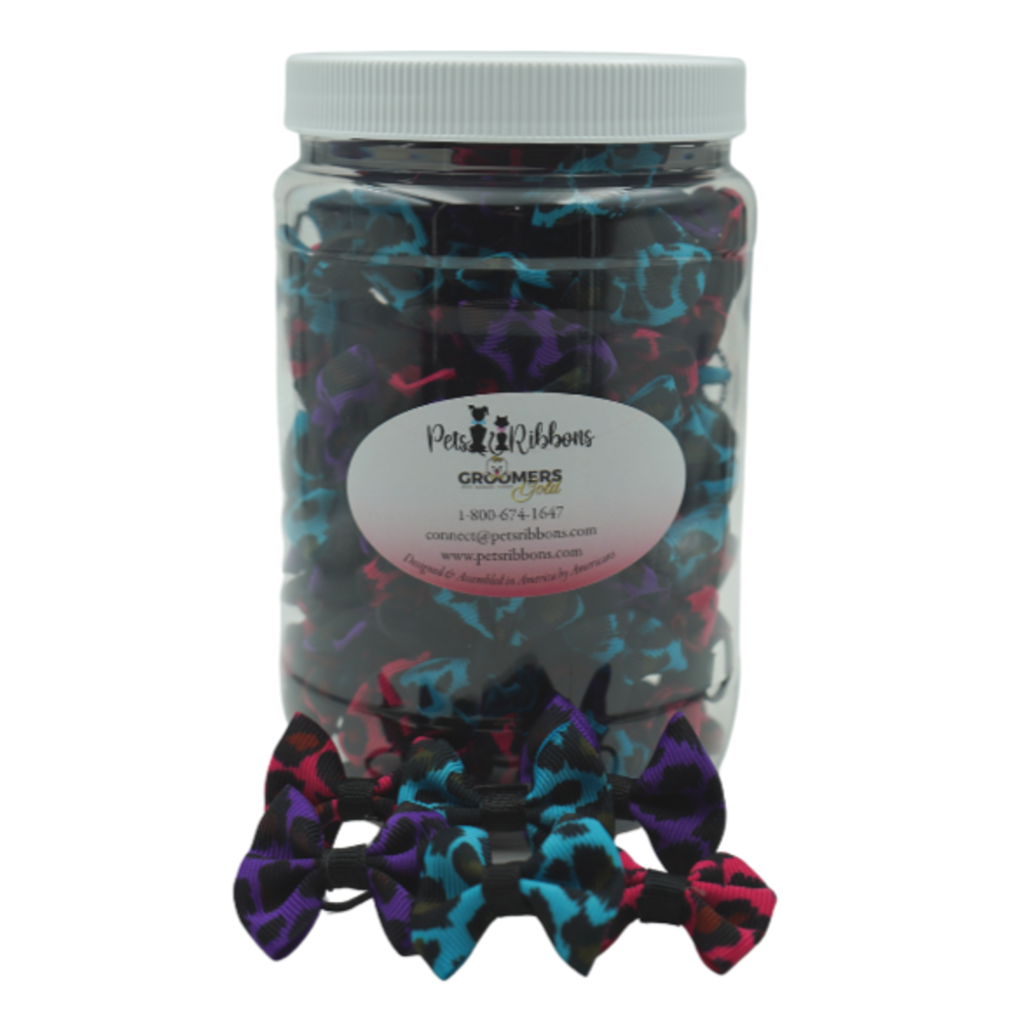 GG106 | 50-100 Animal Print Groomer dog/ cat bows in a jar|Pets Ribbons