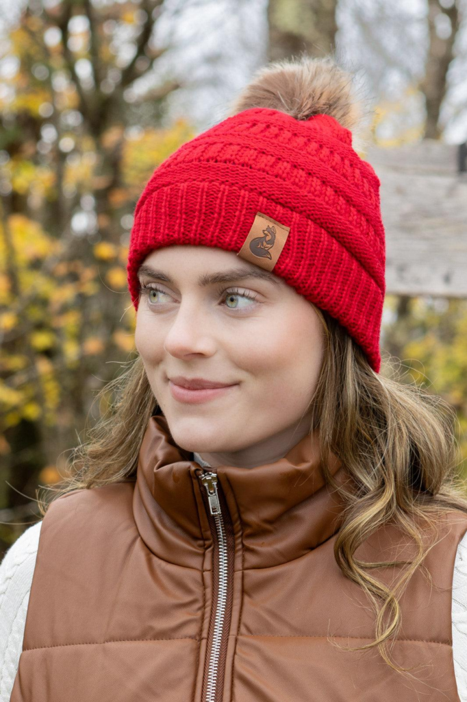 Scarlet Ribbed Beanie Pom for Dogs