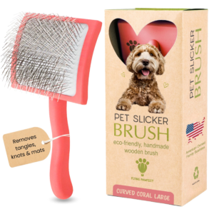 Curved Coral Large Pet Slicker Brush