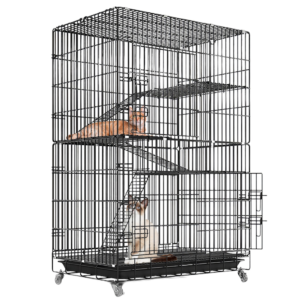 4 Tiers Cat Cage Rolling Metal Cat Playpen Enclosures Cat Kennel House