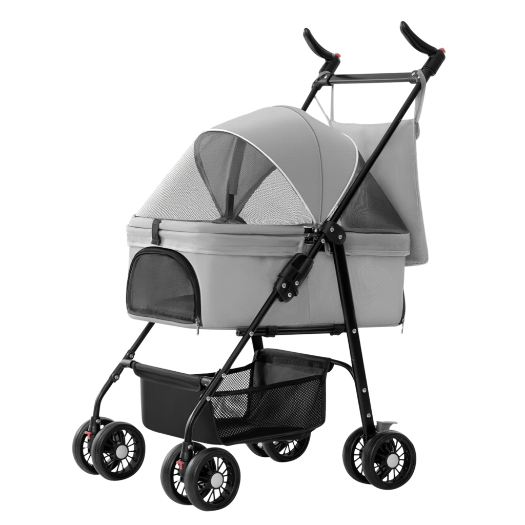 4 Wheels Pet Stroller Foldable Carrier Strolling Cart Travel Jogger Pet