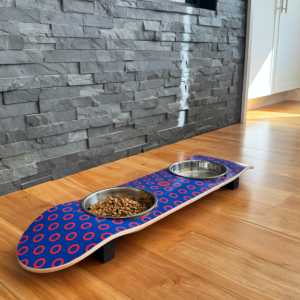 Phunky Donuts - Elevated Skateboard Cat Feeding Stand with 2 Bowls