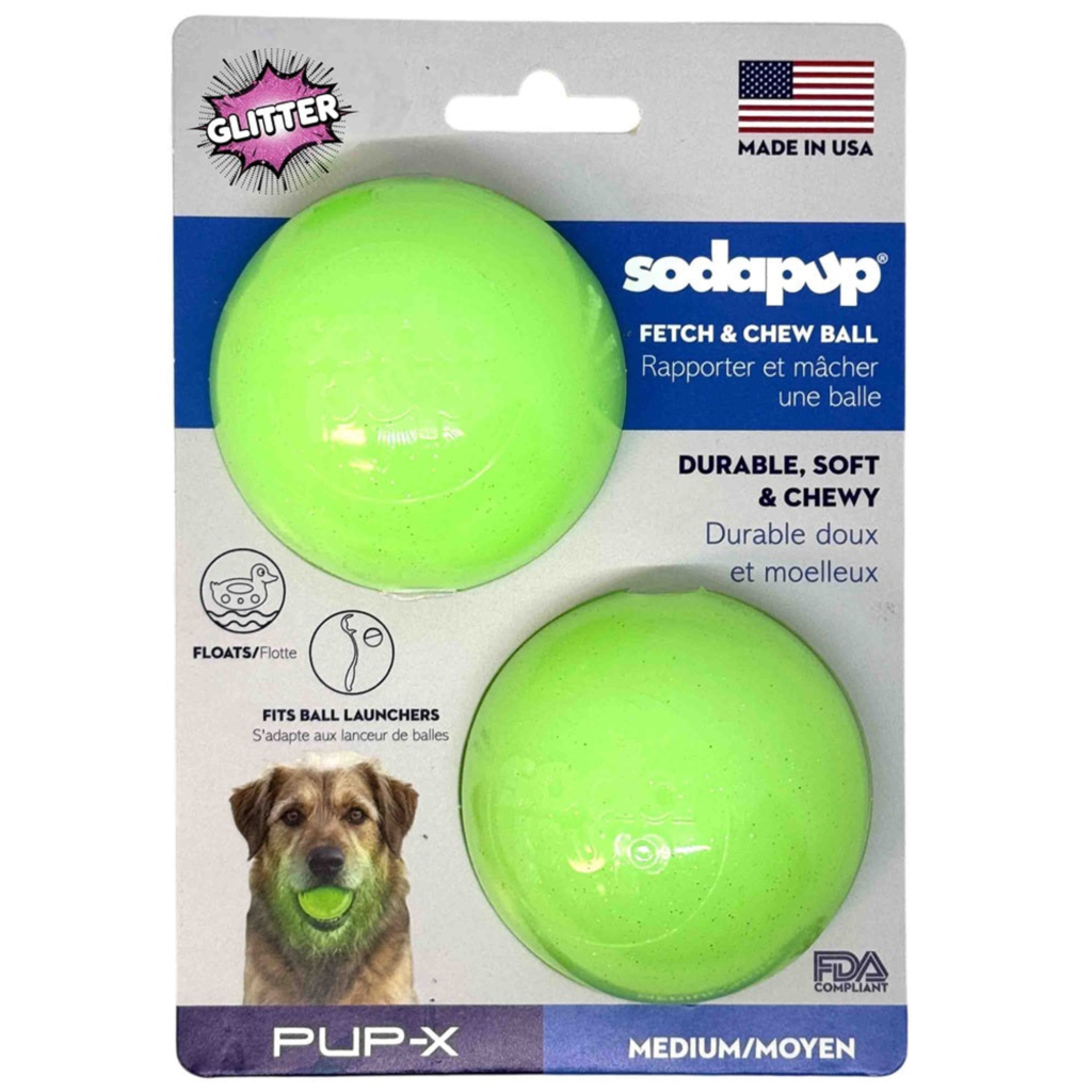 Green Glitter Ball 2-Pack Dog Toy