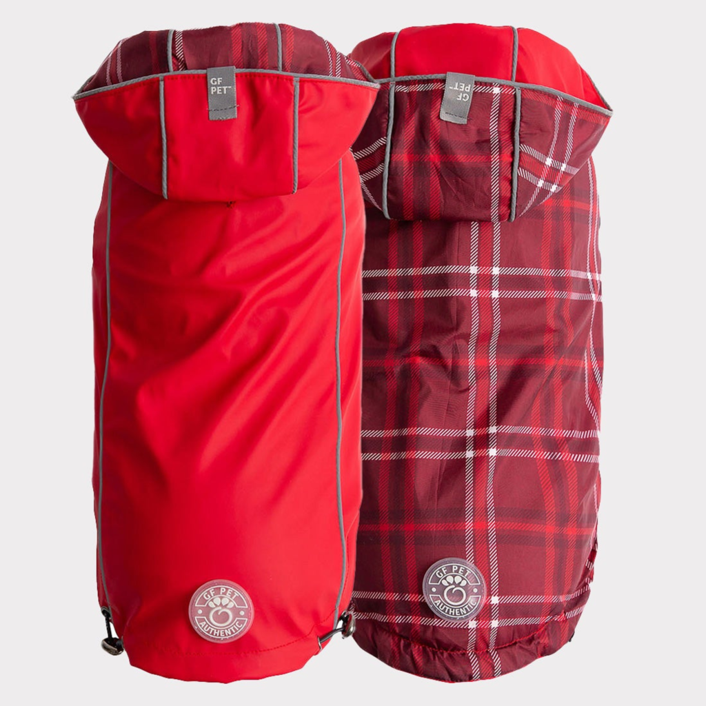 GF Pet Reversible ElastoFit Raincoat, Red, XL