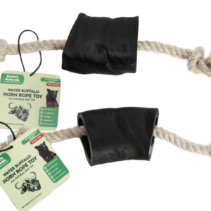 WATER BUFFALO HORN ROPE TUG TOY-100% Cotton Rope 14"